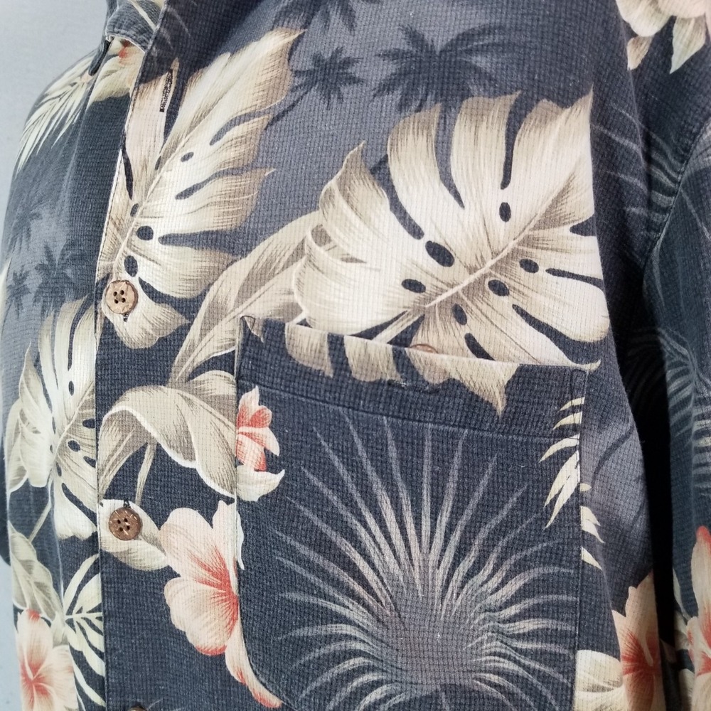 Boca classics shirt mens large gray Floral short sleeve silk Hawaiian Aloha Tiki - Picture 10 of 14